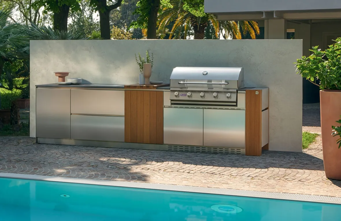 Strumenti e metodi di pulizia per ogni componente (foto Barbecue Aster Cucine Outdoor lineare)
