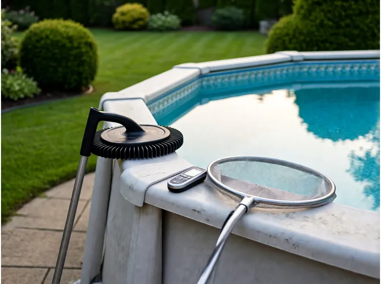 Pulizia e trattamento chimico della piscina fuori terra