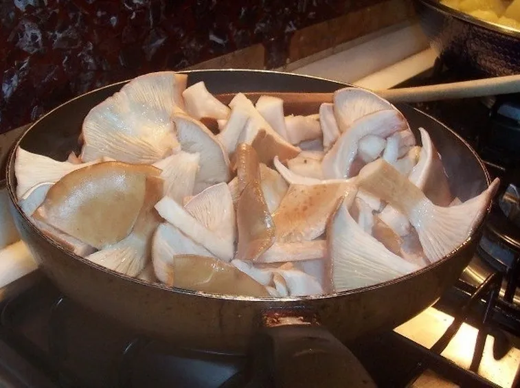 Esemplari di clitocybe geotropa in padella