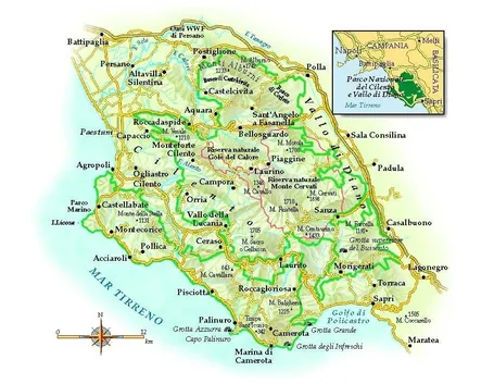 Cartina del Parco del Cilento