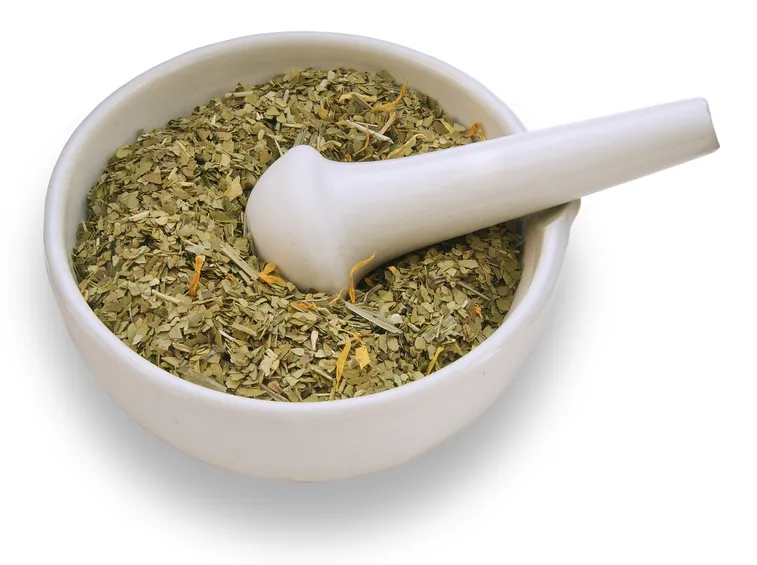 Composto olivo nel mortaio