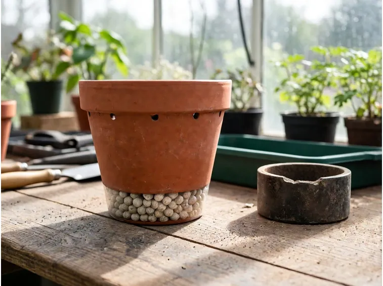 Preparazione del vaso e strati di drenaggio