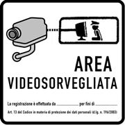 Cartello di un'area videosorvegliata