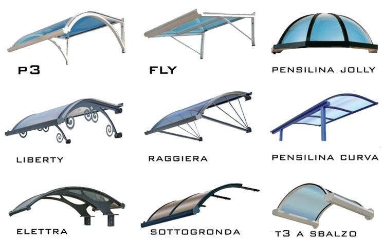 Diversi modelli di pensiline.