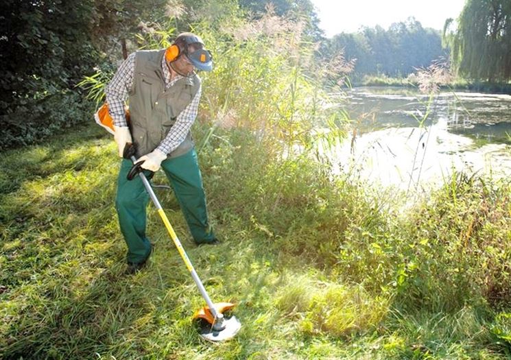 Impiego del decespugliatore Stihl su uno splendido paesaggio.