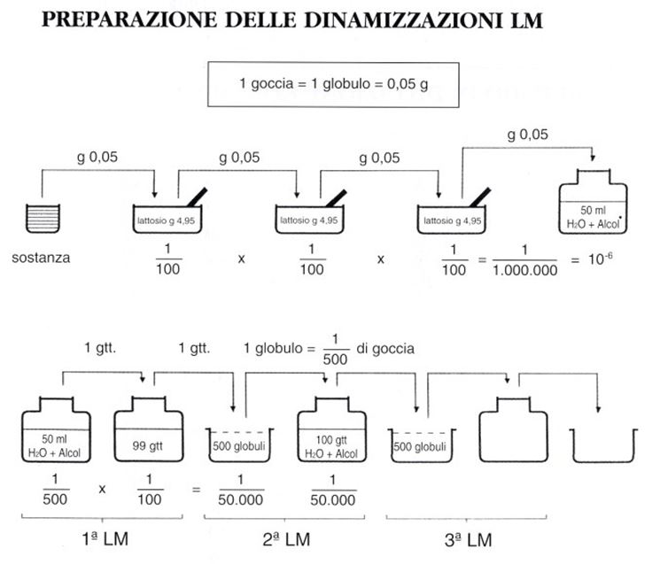 Schema sulla preparazione dei rimedi omeopatici