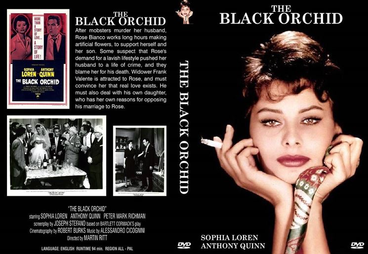 Una giovanissima Sofia Loren nella locandina del film Black Orchid del 1958